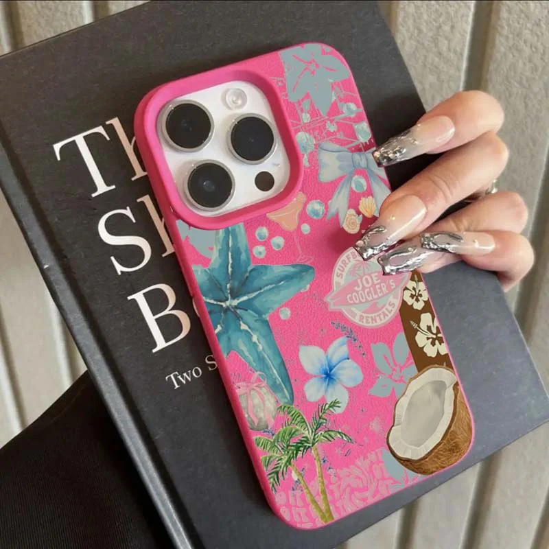 Tropical Coconut Tree Leaves & Flowers Collage Shockproof Phone Case