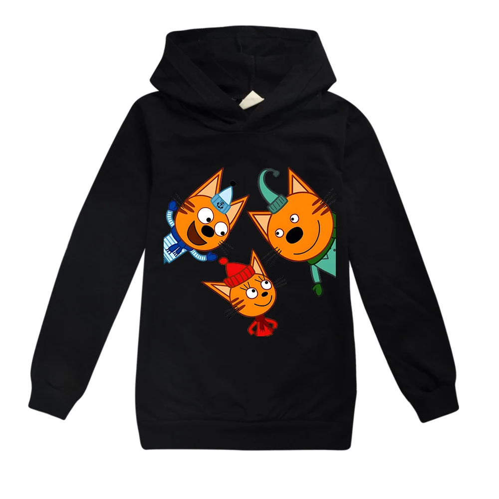 

Kid-e-cats Hoodies Kids Cartoon Print Hooded Sweatshirts Three Kitten Russian Baby Girl/Boys Autumn Spring Tops 2-15Y Clothes