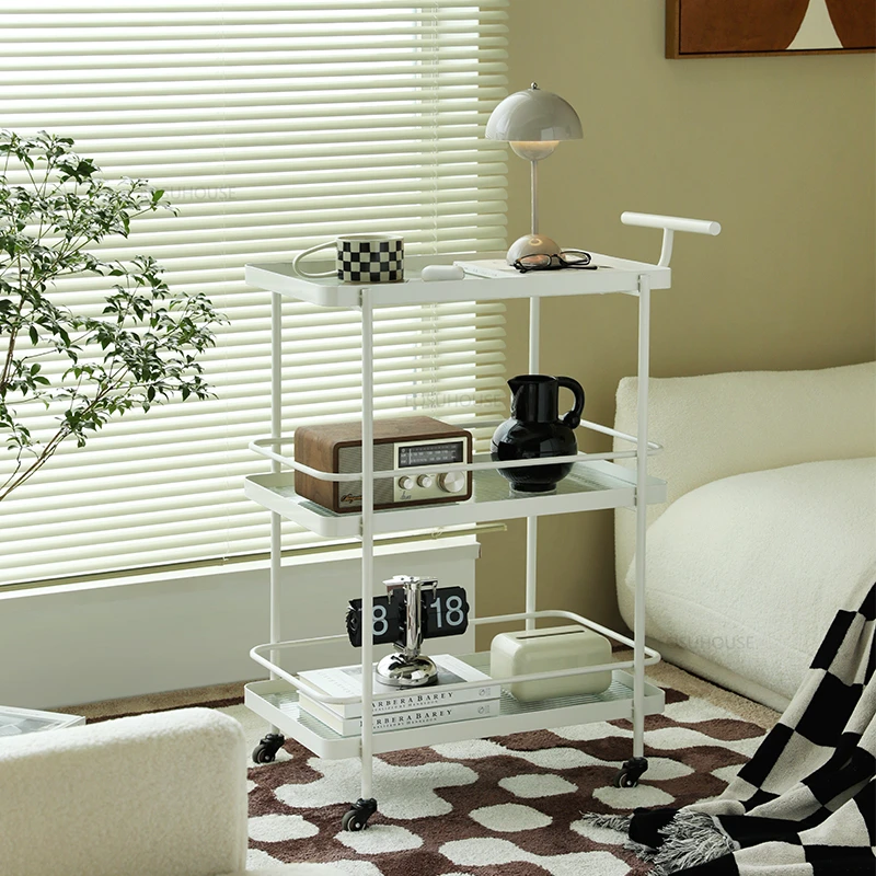 Nordic Iron Hotel Trolley Home Mobile Trolley Living Room Shelf Restaurant Wine Delivery Cart Commercial Bar Cart with Wheels