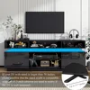 LED TV Stand for 80 Inch TV, Modern Tall Entertainment Center with Storage, High Gloss Gaming TV Media Console with Glass Shelf 6