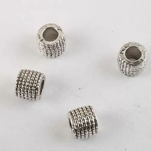 

20pcs 7.3mm hole:4.7mm dark silver-tone columniform bead fit bracelet 8271