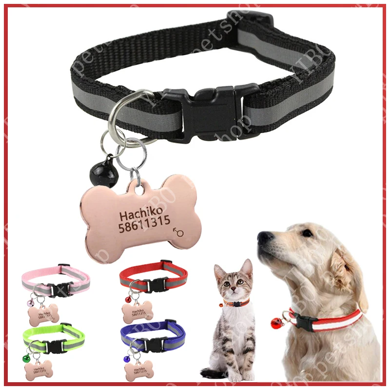 

Dog Name Tag Personalized Pet Cat Dog Tags Engraved ID Name Collar Tag Pendant Pet Reflective Collar for Puppy Dog Cat Accesorie