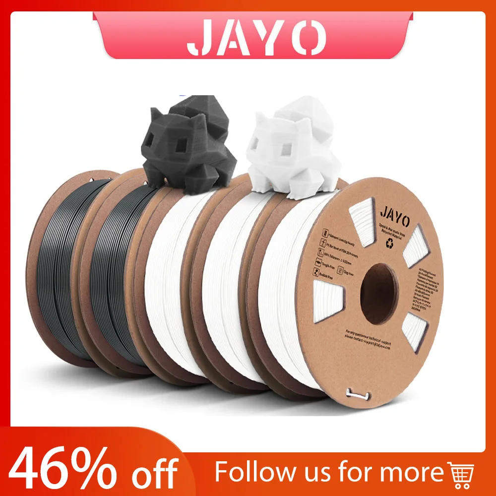 JAYO PLA/PLA PLUS/PETG/SILK/PLA Meta/ABS Filament 1.75MM 5Rolls 3D Printer  100%No Bubble for FDM DIY Gift Material Fast Shipping