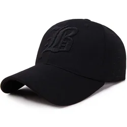Unisex Summer Cotton Embroidery Snapback Cap - Casual Sport Sun Visor Hat (Black)