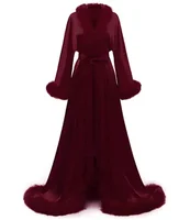 Feather Blush Kimono Robe Boudoir Wedding Floor Length Maxi Dressing Gown Robes Bride to Be Hen Party Stain Silk Lingerie - Image 6