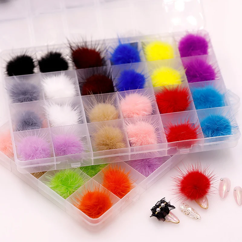 

Magnetic Pompoms for Nails Art Charms Design Nail Art Decoration Nail Pom Poms Kit Magnetic Puffy Detachable Kawaii Accessories