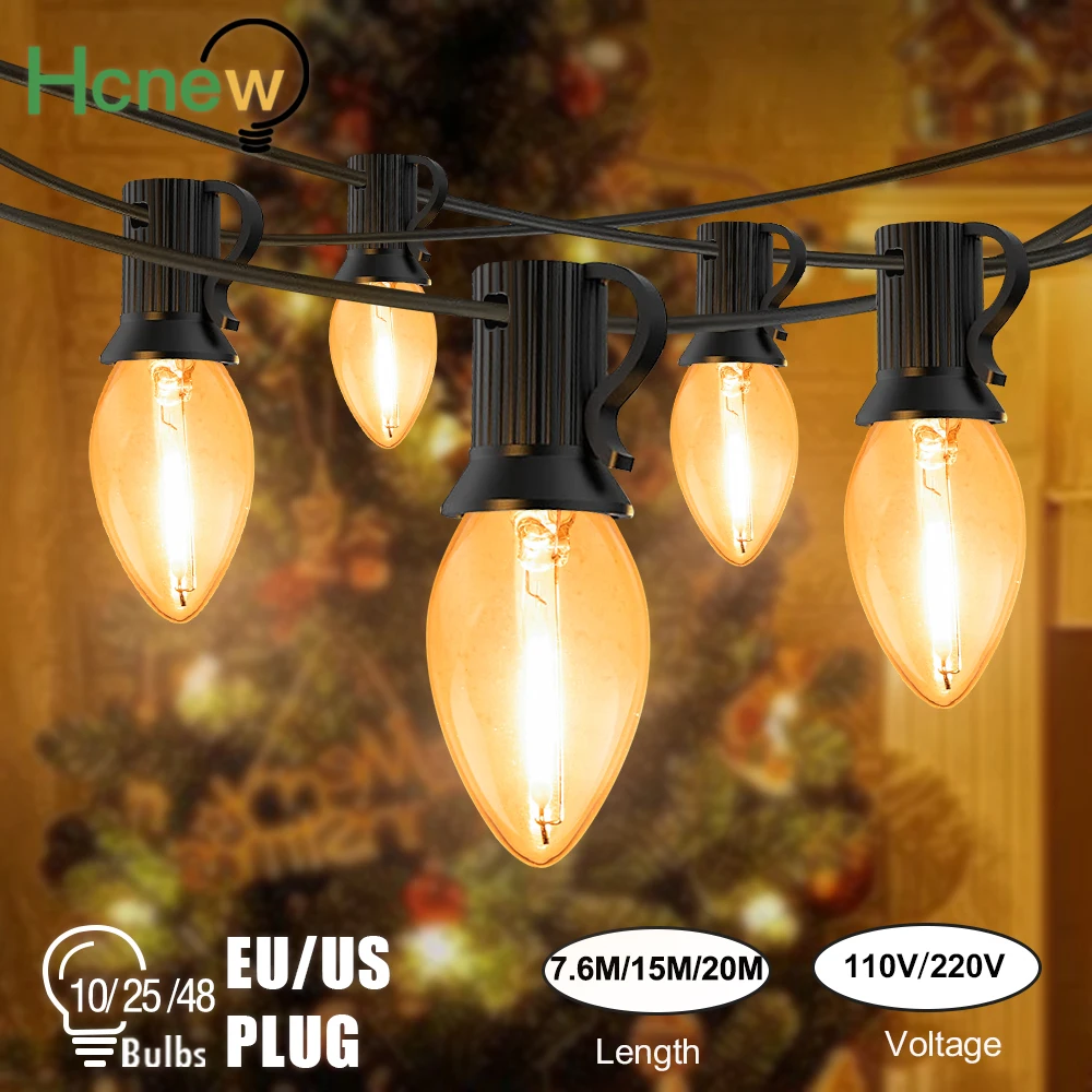 

C7 Festoon Led Light E12 0.5W Candle Bulbs Waterproof Garden Connectable Vintage Indoor Outdoor Christmas Lights Retro Garland