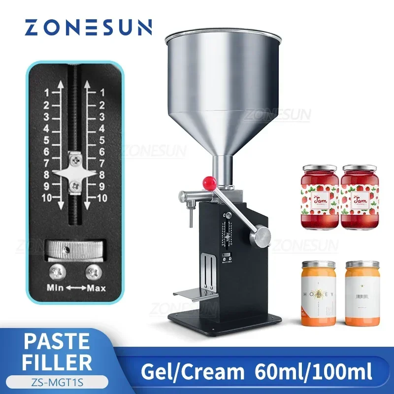 ZONESUN ZS-MGT1S Manual Filler &plusmn;1% Accuracy Food Grade 304SS for Cosmetic/Sauce