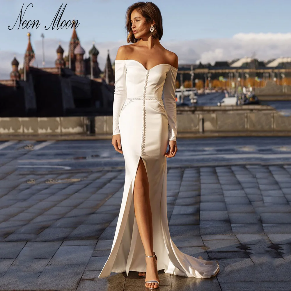 Intriguing Sweetheart Wedding Dress Mermaid Side Slit Bridal Gown Three  Quarter Sleeves Sweep Train Buttons Vestidos De Novia - AliExpress