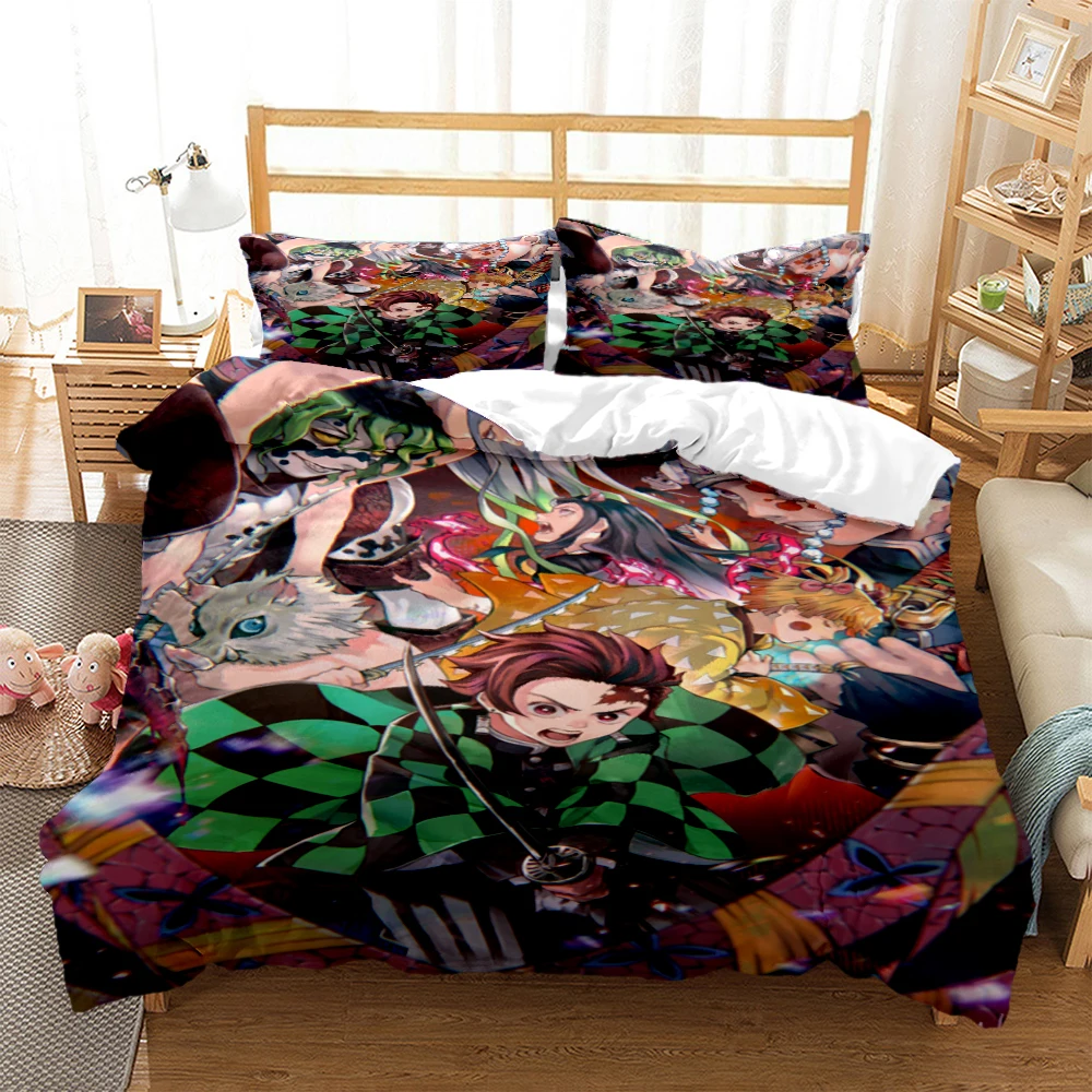 

Demon slayer Cover Digital Print Polyester Bedding Sets Child Kids Covers Boys Bed Linen Set for Teens king size bedding set