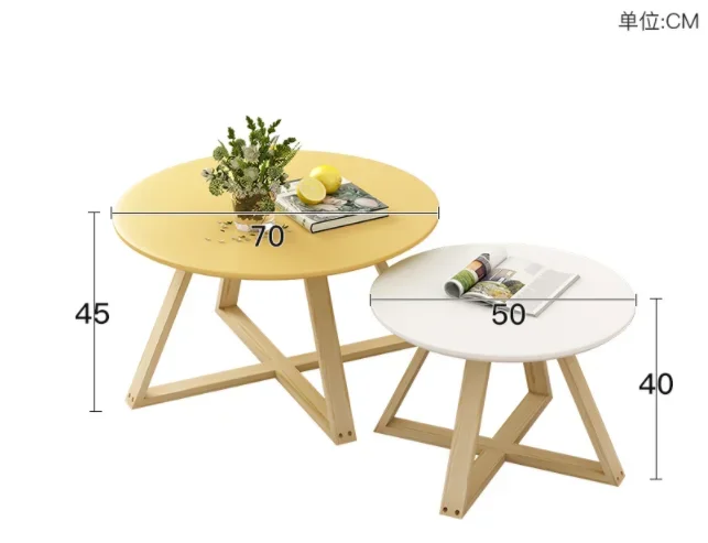 Modern Coffee Table Set-Originality Tables Combination, Solid Wood Round Tables for Living Room, Simple Center
