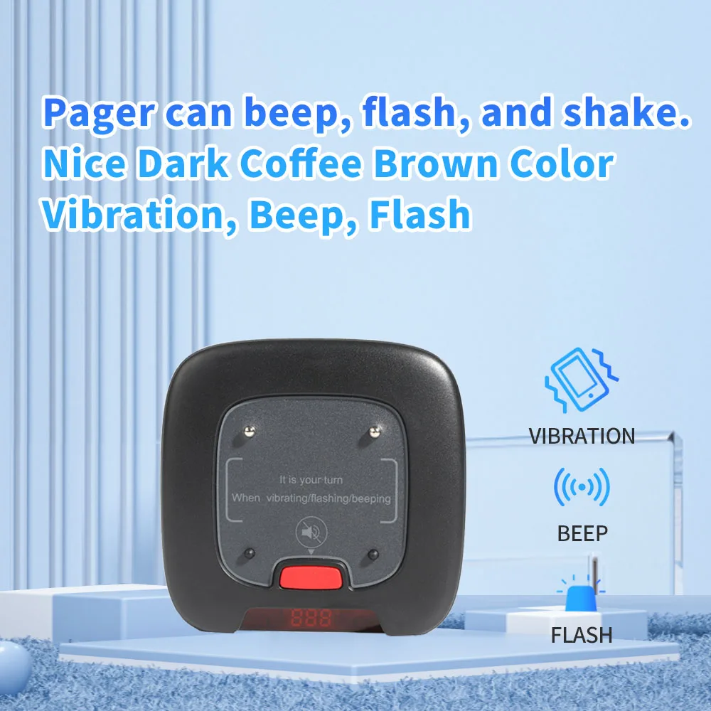 Wireless Restaurant Pager System 20 Coaster Beepers Calling Paging System For Cafe Shop Church Clinic Food Court