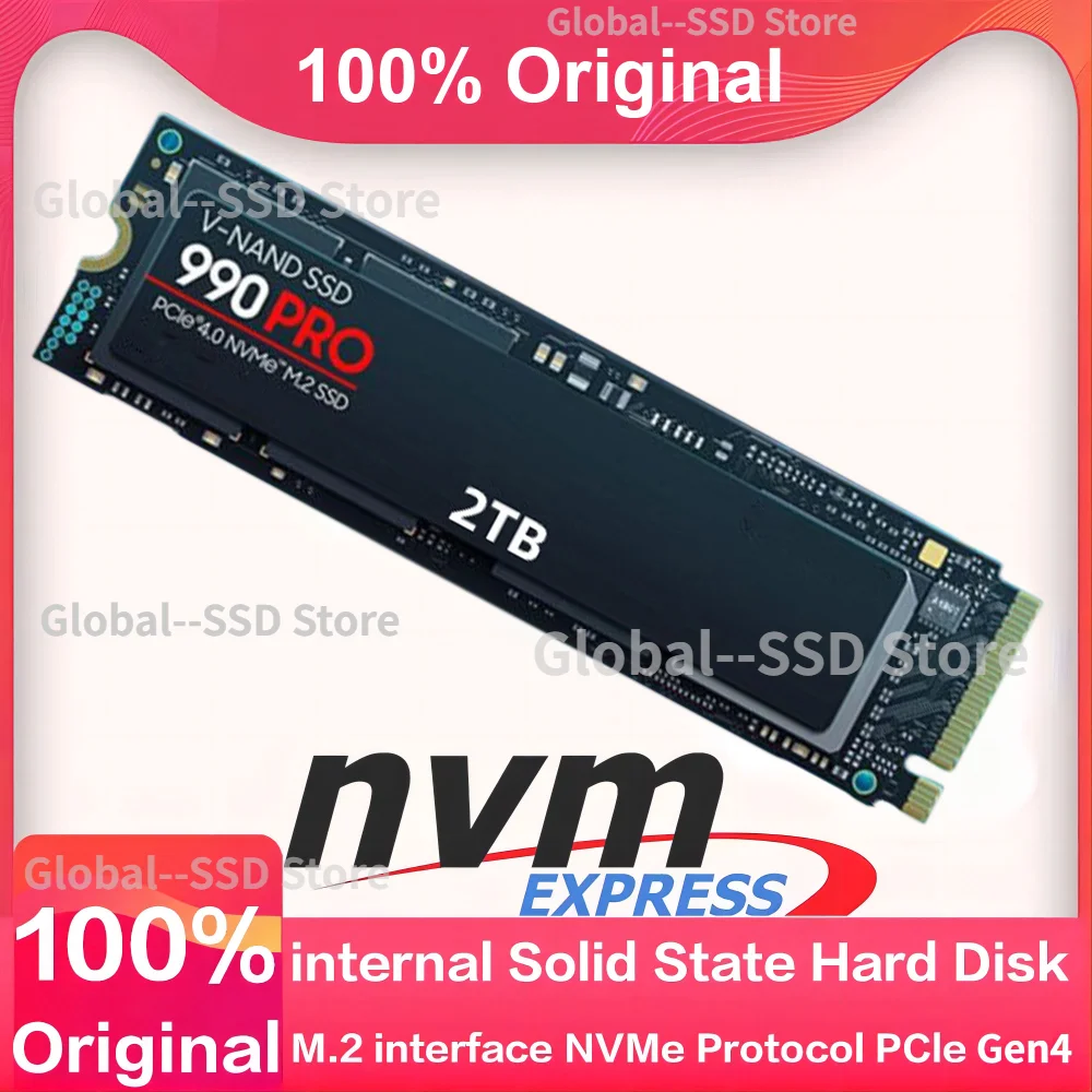 

Portable high speed 4TB 2TB 1TB 990 PRO PCIe 5.0 NVMe 4.0 M.2 2280 SSD Internal Solid State Hard Drive For Laptop PC PS5 PS4