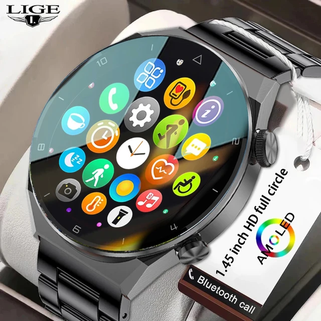 New For Xiaomi Huawei LV NFC Smart Watch Men AMOLED 412*412 HD Screen Heart  Rate Bluetooth Call Waterproof Women Smartwatch 2023 - AliExpress