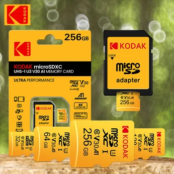 Original KODAK Memory Card 128GB U3 4K Micro SD Card 256GB  SDHC UHS-I C10 A1 V30 TF Trans Flash Microsd with Adapter