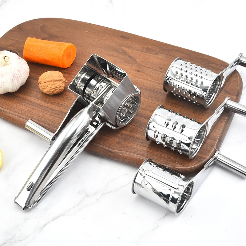 Multipurpose Rotary Cheese Grater With Stainless Steel Drums Handheld Cheese  Grinder For Parmesan Cheddar Chocolate Vegetable - AliExpress