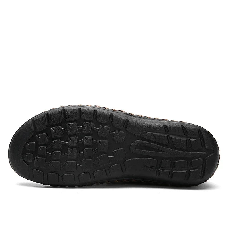 New Summer Men Casual Shoes Breathable Letaher Shoe Man Loafers Soft Flats Sandals Handmade Male Driving Shoes Large Size 46