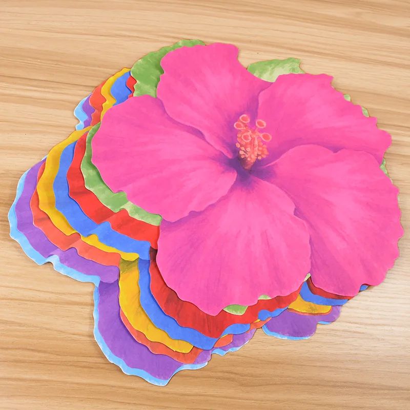 8Pcs Hawaiian Hibiscus Blume Form Papier Tischset Sommer Hochzeit Geburtstag Party Esstisch Dekor Liefert Einweg Tablemat – Detail 13