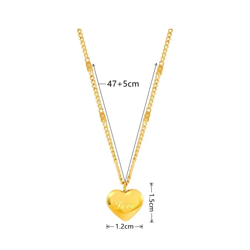 Collana color oro Ms Simple Fashion Peach Heart inciso Love - Image 5