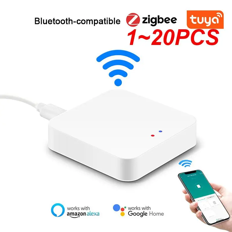 

1 ~ 20 шт. беспроводной шлюз Tuya, многорежимный шлюз ZigBee 3,0, умный шлюз Smart Life, приложение для дистанционного управления, работает с Alexa