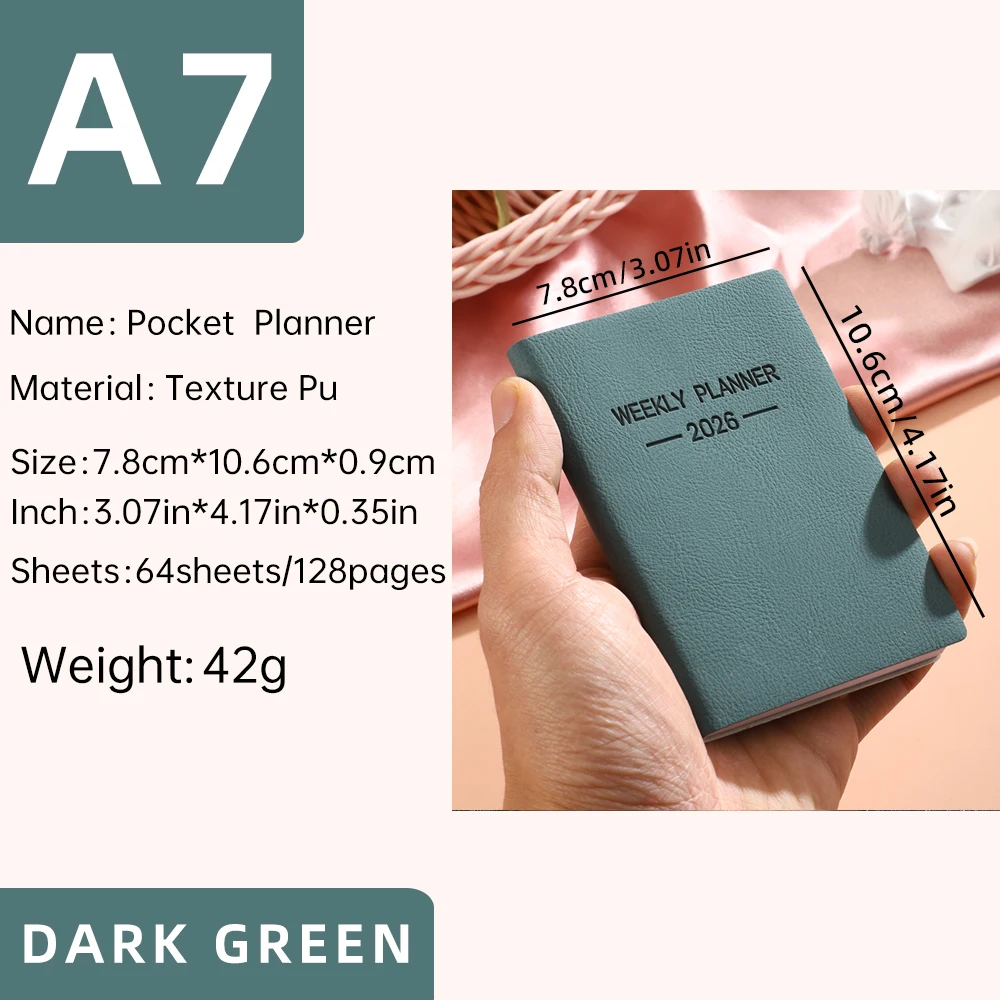 A7 Compact Morandi Color PU Cover Daily Planner - 2026 Edition