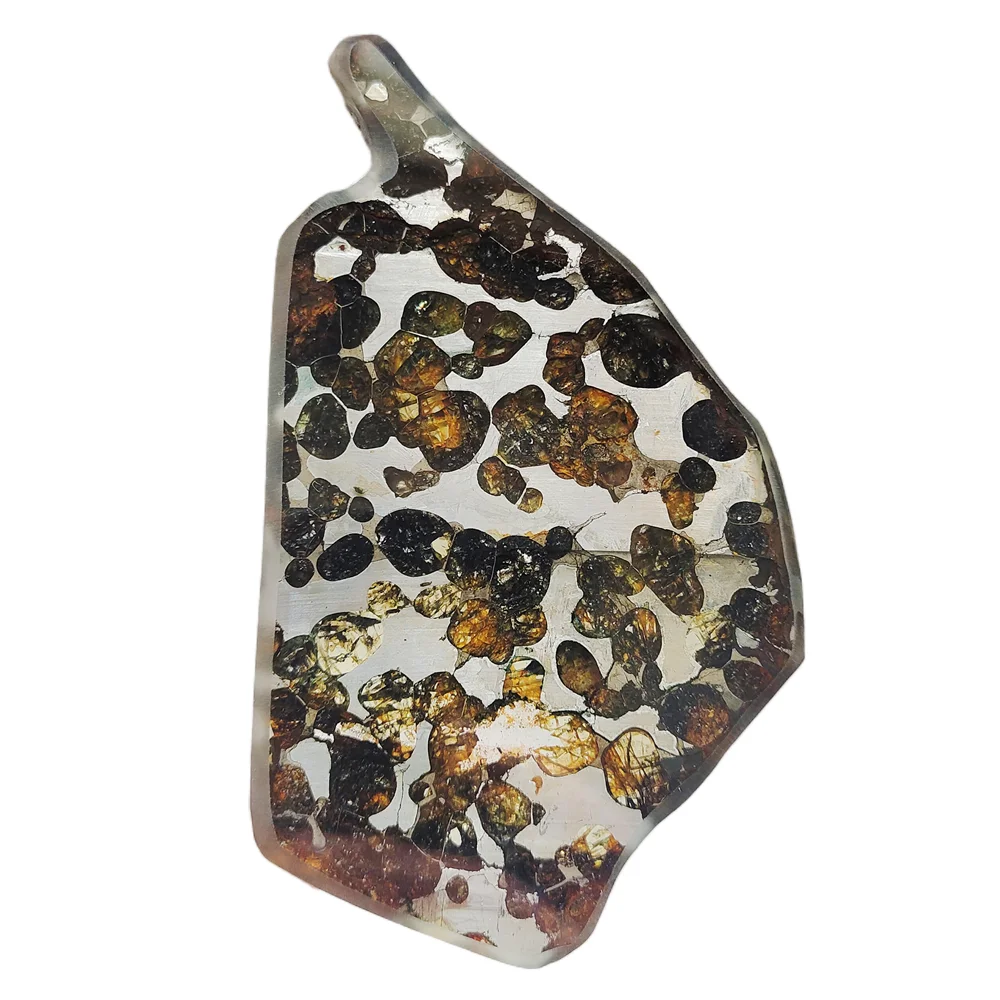 

Natural Meteorite Material Slice Brenham Olive Meteorite Specimen Olive Meteorite Slice Specimen