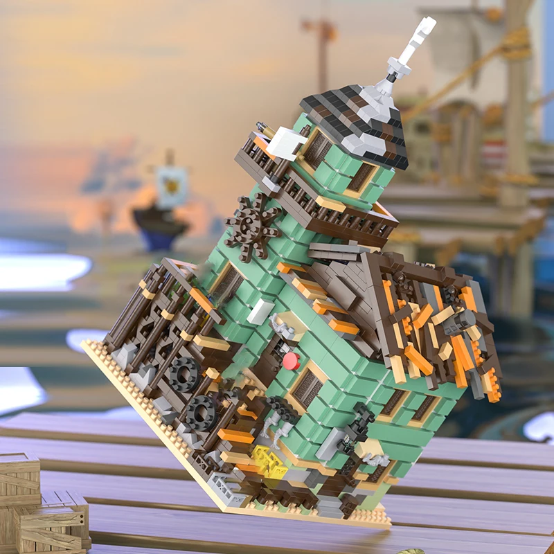 2638 Pieces of Abs Material Mixed-Color Fisherman's Hut Creative and Precise Building Block Assembly Holiday Gift Exercises Manual Patience and Concentration