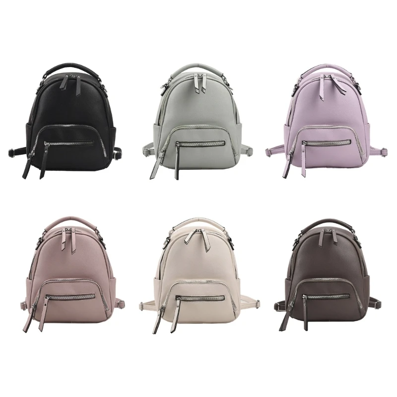 Women PU Leather Backpack with Zipper Tote Organize Supplies Household