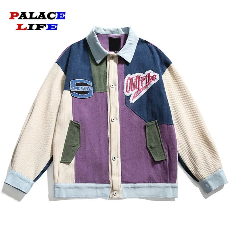 

New Arrival Patchwork Colorful Casual Retro Stadium Men Baseball Bomber Jacket Unisex Women Varsity University Coat Coaches Chic
