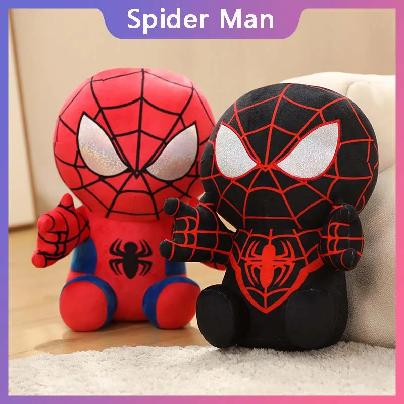 Hot Sels Anime Spider Man Plush Doll Kawaii Cute Cartoon Red Black Stuffed Doll Home Room Decor Peluche Pillow Birthday Gift