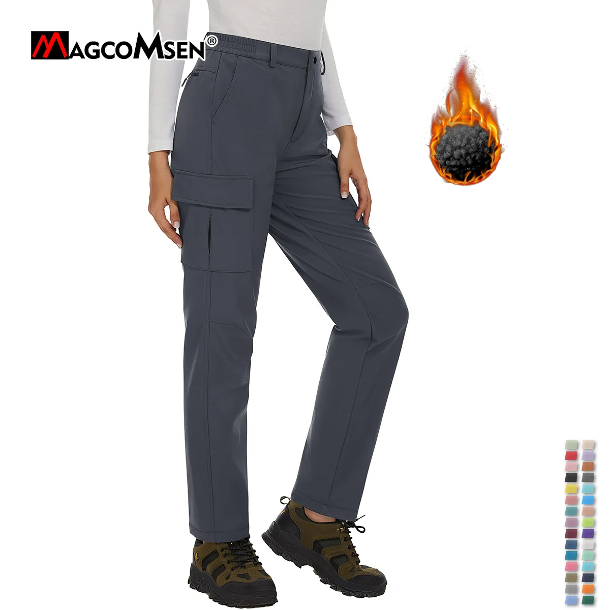 Womens Fleece Lined Waterproof Hiking Pants