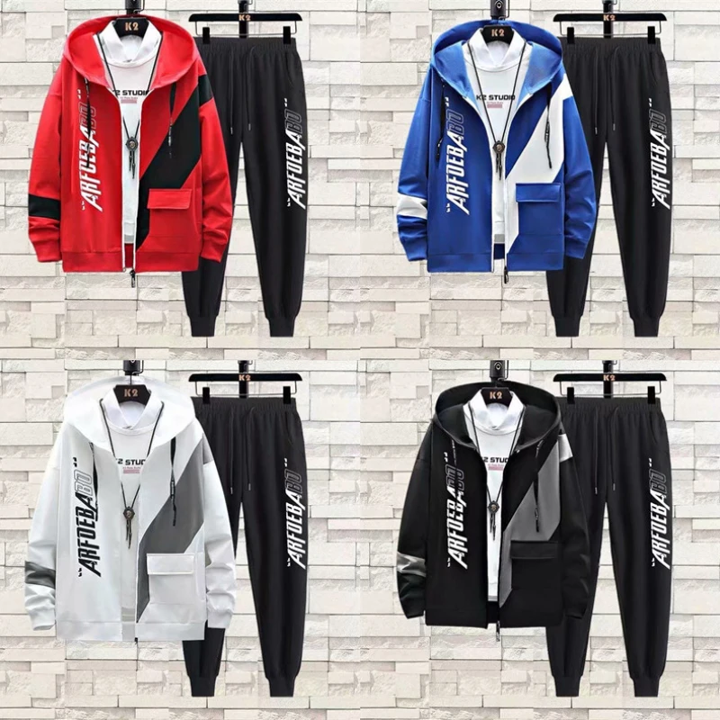 Cardigan Hoodies Tracksuits Men's Autumn Winter Two-pieces Sportswear Suits Pullovers & Pants For Man Outdoor Sports Clothing