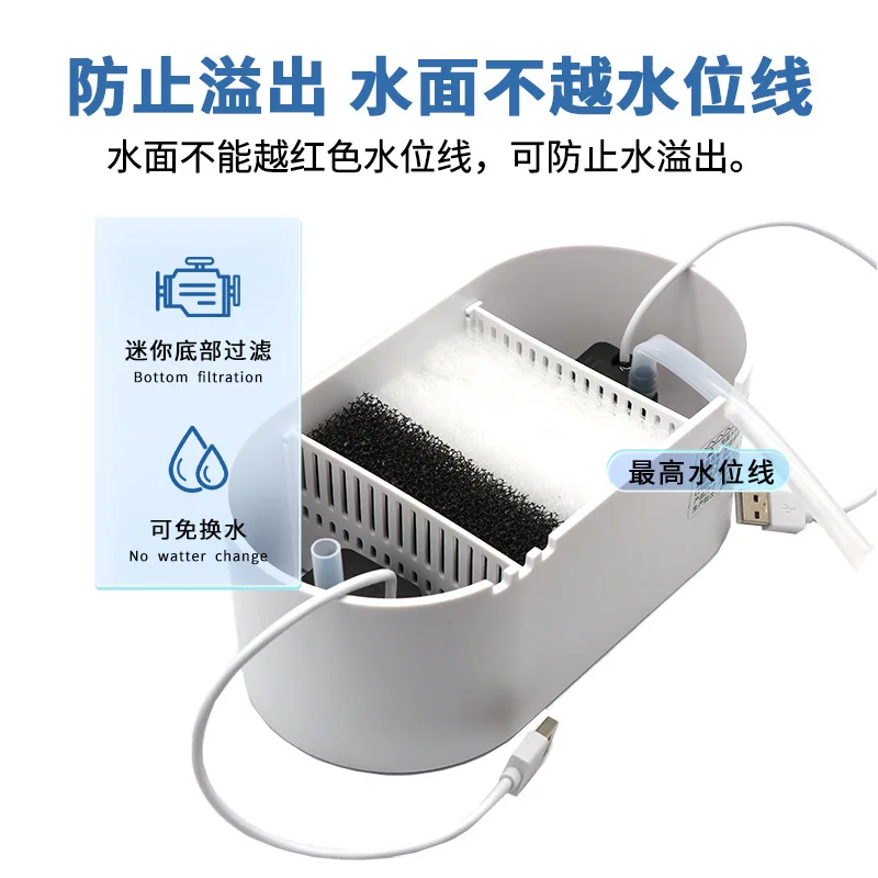 Desktop Mini Aquarium Fish Tank with Biochemical Filtration System and LED Light Betta Fish Ecological Water Cycle
