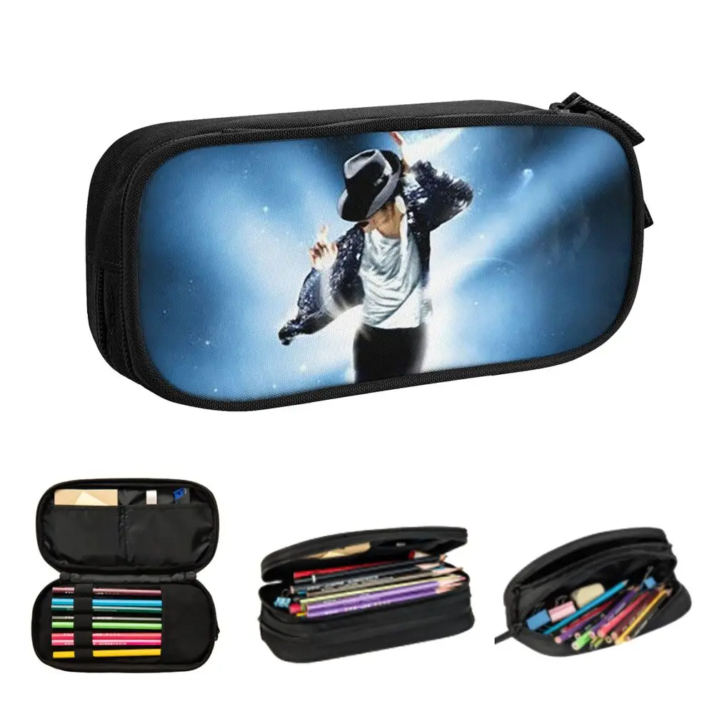 Michael Jackson Musicians Singers Dancers Pencil Cases for Student School Pen Box Pencil Bag Large Capacity Pencil Pouch Storage