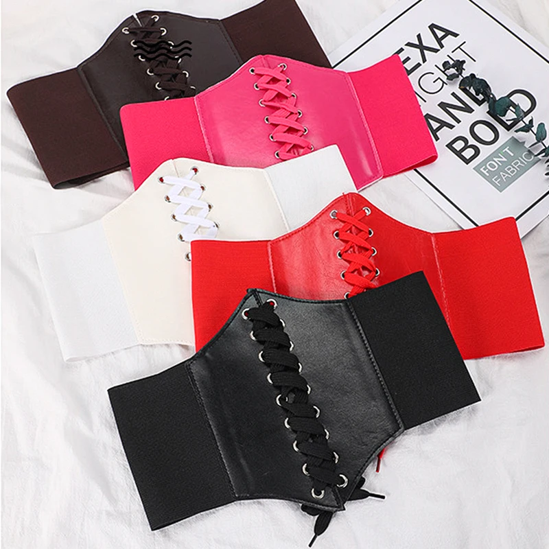 Women's Sexy Body Shapewear Wide Leather Belt Cummerbunds Strap Belts High Waist Slimming Corsets and Bustiers Women's Corset