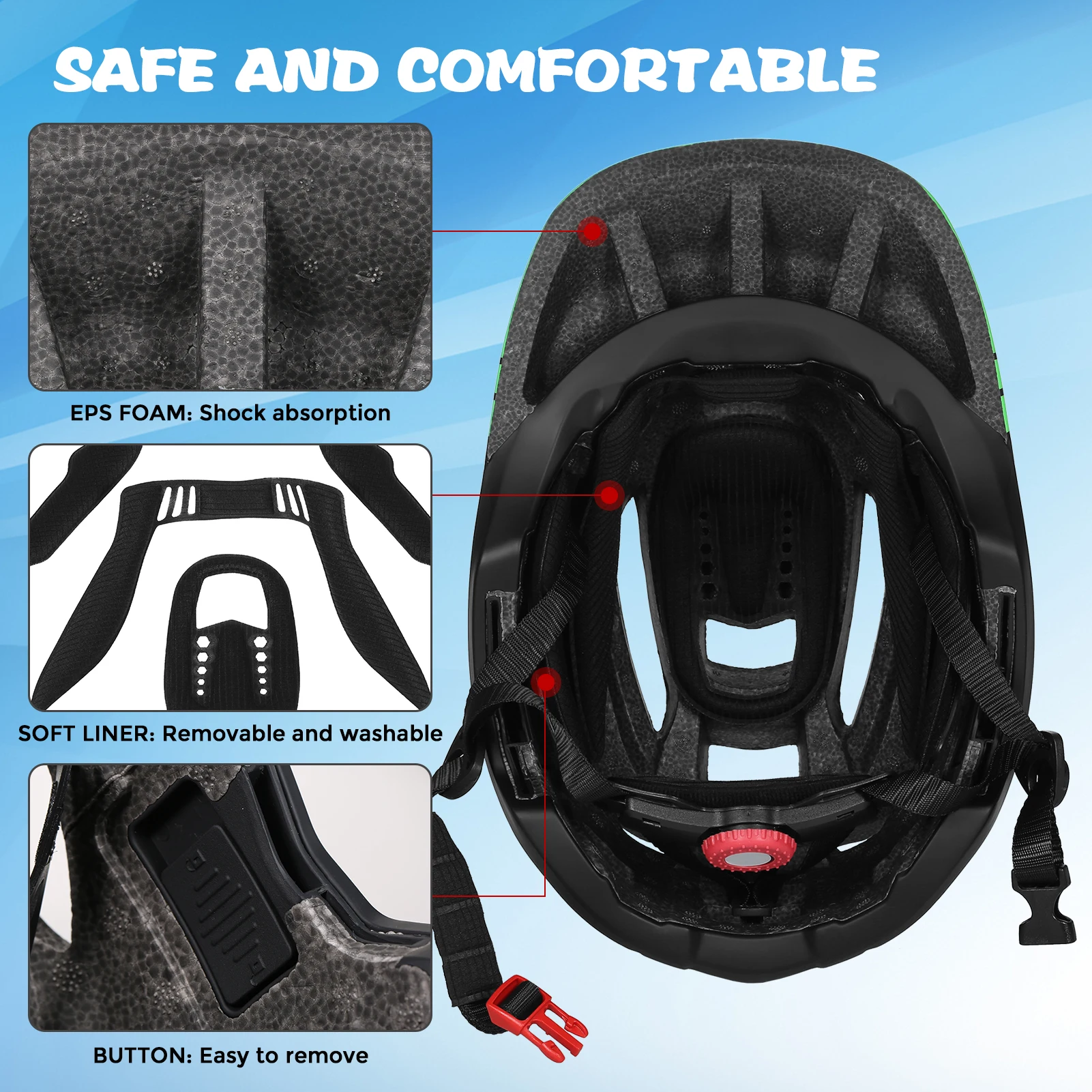 Kids Detachable Full Face Helmet Children Sports Safety Bike Helmet Protective Gear Cycling Skateboarding Roller Skating Scooter 5