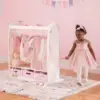 Dress Up Storage – White: Dramatic Play Costume Rack with Mirror and Tray for Toddlers - Kids Armoire, Dresser with Fabric 2