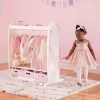 Dress Up Storage – White: Dramatic Play Costume Rack with Mirror and Tray for Toddlers - Kids Armoire, Dresser with Fabric 2