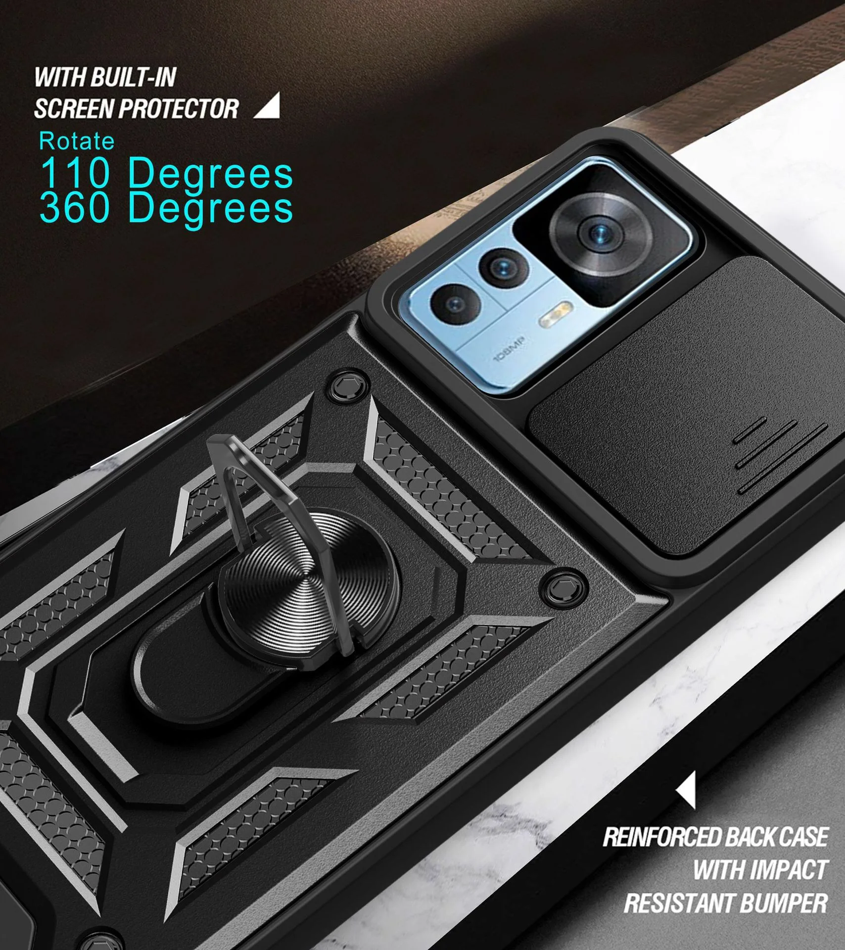 

For Xiaomi 12T 12T Pro Shockproof Military Armor Holder Slide Camera Protect Cover For Xiaomi 12T Pro Case