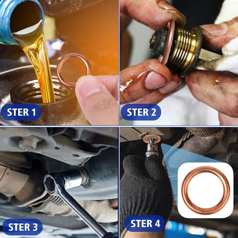 Oil Drain Plug Gasket Oil Drain Plug Seal Washer 200/10pcs Car Oil Pan Drain Gasket Drainage Bolt Pad Aluminum/ Copper Oil Drain Plug Gasket For Volkswagen Audi