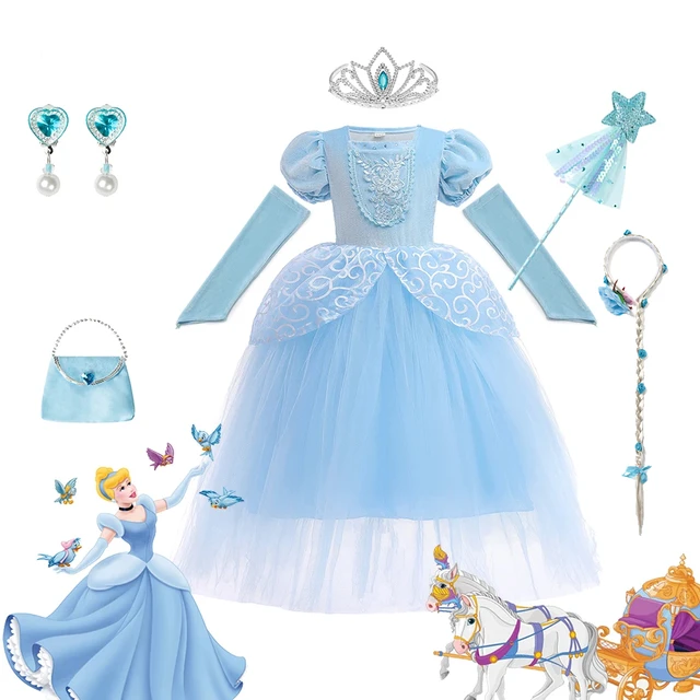 Robe de Cendrillon pour filles, costume de cosplay de fête d'Halloween, robe  de princesse pour enfants, vêtements de paupières de Noël, 2-10T -  AliExpress