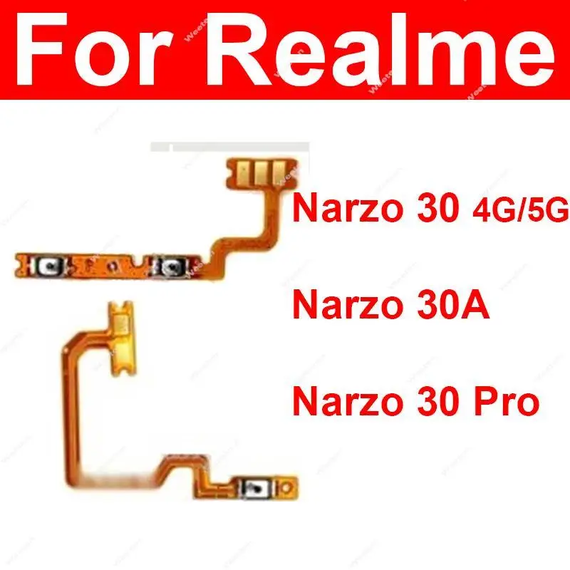 Per Realme Narzo 30 Narzo 30 Pro Narzo 30A 4G 5G On Off Pulsante Volume Di Alimentazione Flex Ribbon Side Keys Flex Cable Parts
