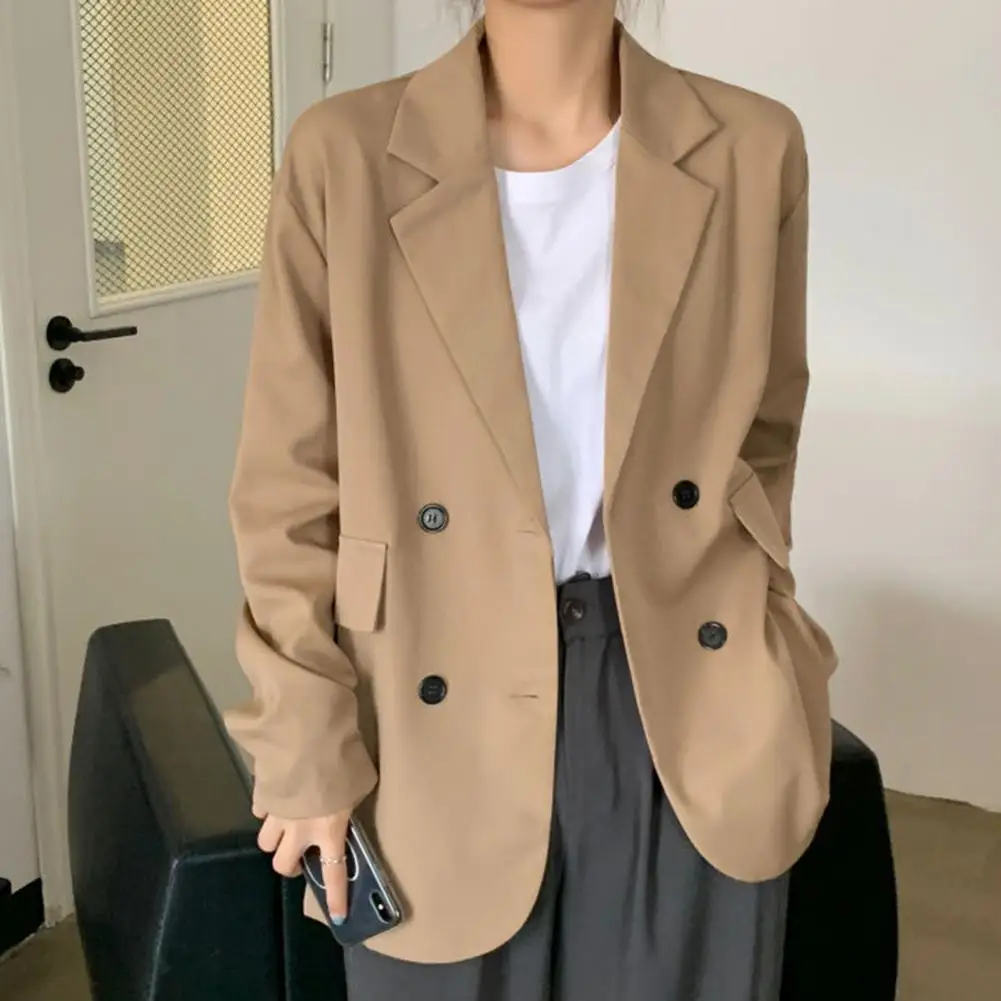 

New Blazers Women Korean Fashion Khaki Double Breasted Women Blazer Elegant Official Office Lady Suit Coat Casual Blazers Jacket