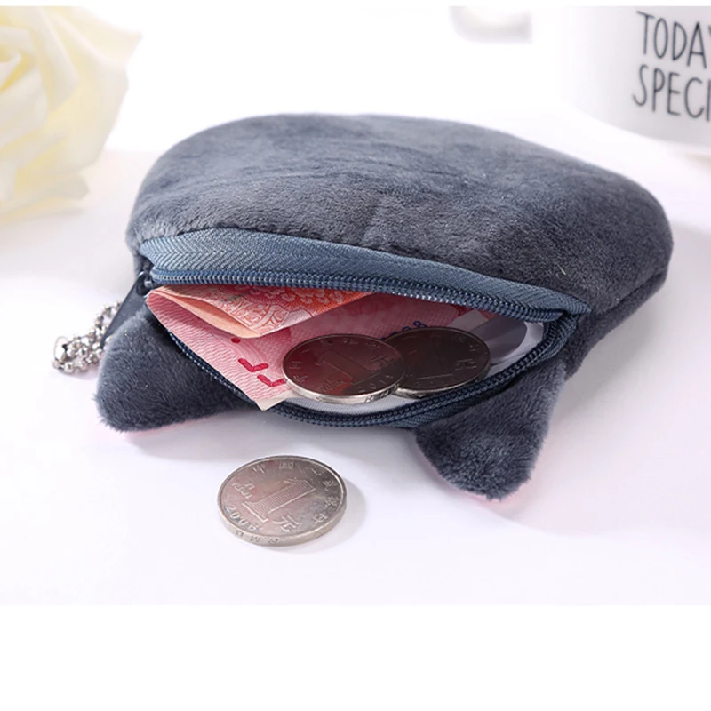 Coin Purse Plush Coin Purse Coin Wallet Change Bag Women Wallet Cartoon Kids Girls Coin Purse Cute Cat Plush Wallet Women Girls Change Purse Bag Mini Money Coin Key Wallets Pouch Children Gift