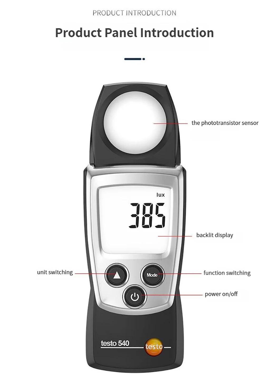 Testo 540 Digital Pro Light Tester High Precision Illuminance Meter 0 to 99999Lu
