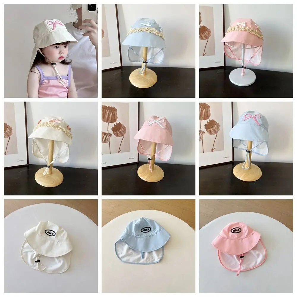 Cute Sweet Kids Shawl Sun Hat Breathable Cotton Baby Sun Protection Hat Sunscreen Quick Dry Children Fishmen Hat Spring Summer