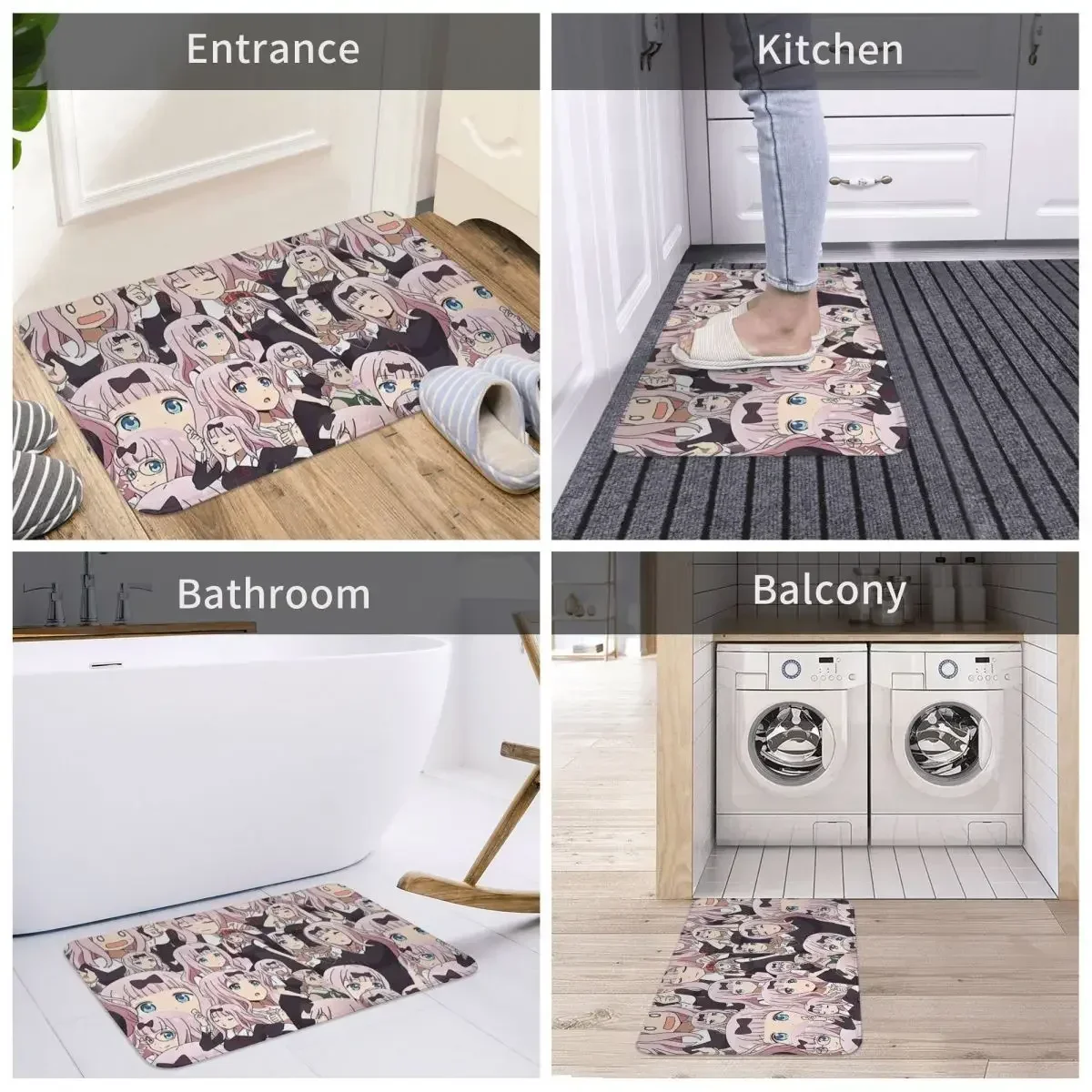 Kaguya Sama Love is War Anime Non-Slip Carpet Chika Fujiwara Cute Doormat Bedroom Kitchen Mat Welcome Floor Rug