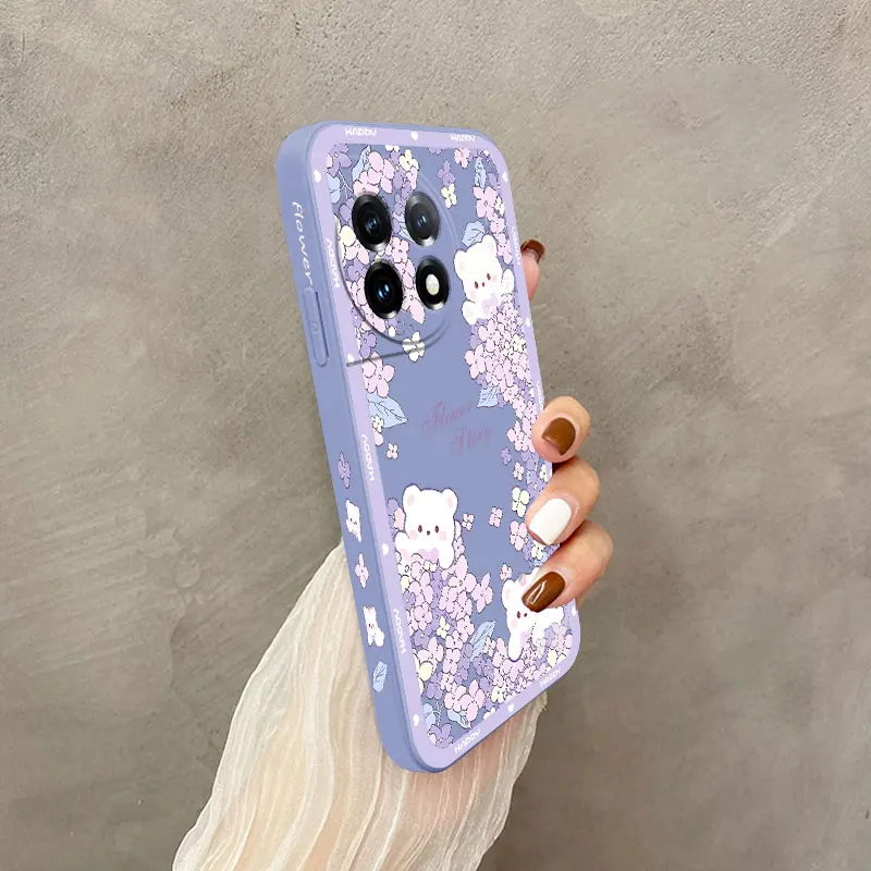 Floral Bear Liquid Silicone Phone Case