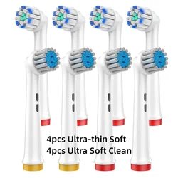 Premium Toothbrush Replacement Heads - Floss Action Bristles (8 Assorted D)