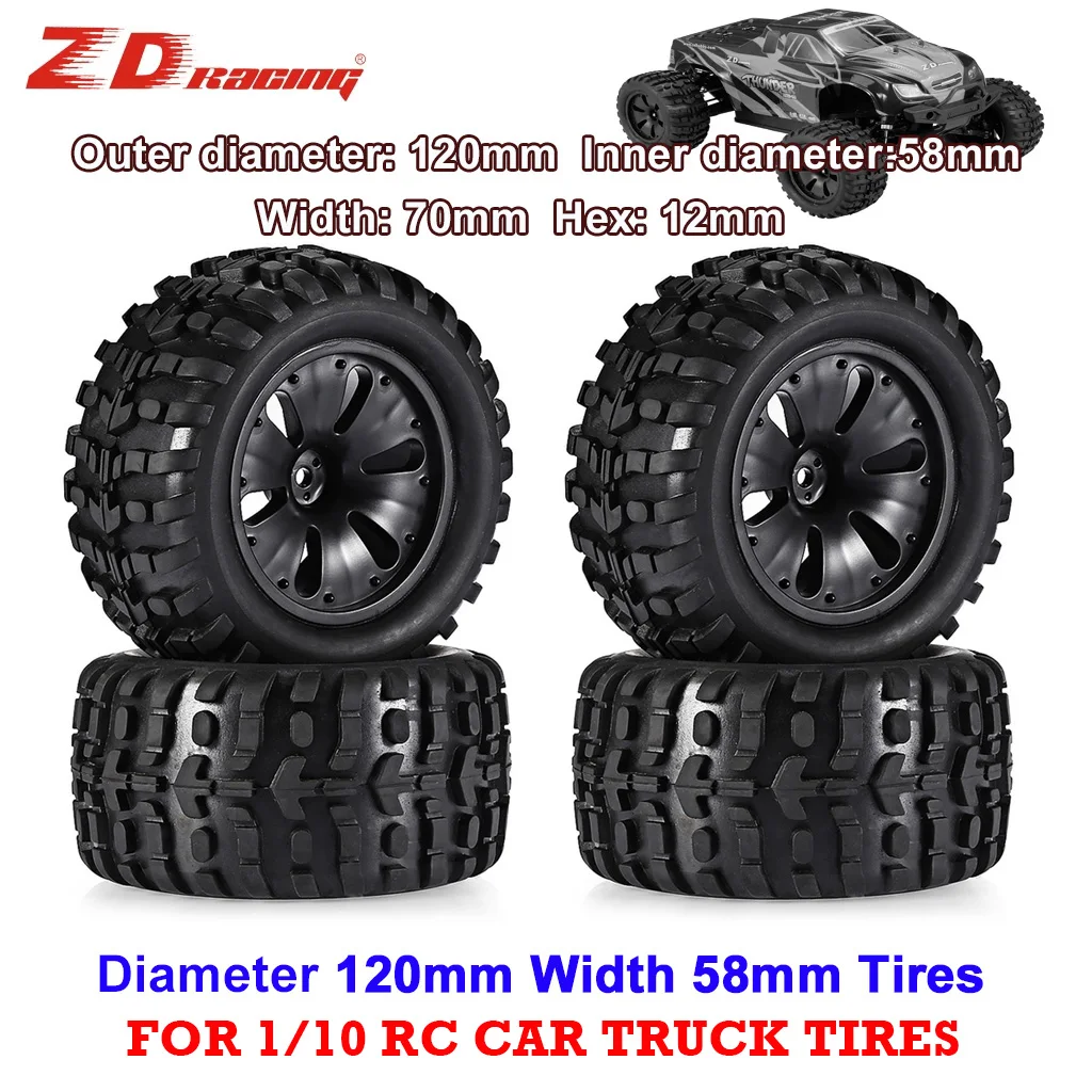 

ZD Racing 4 шт. 1/10 RC Автомобильные Колесные шины 120 мм диаметр 12 мм шестигранный для 1/10 RC Monster Truck Автомобильные Колесные багги Шины обновленные детали